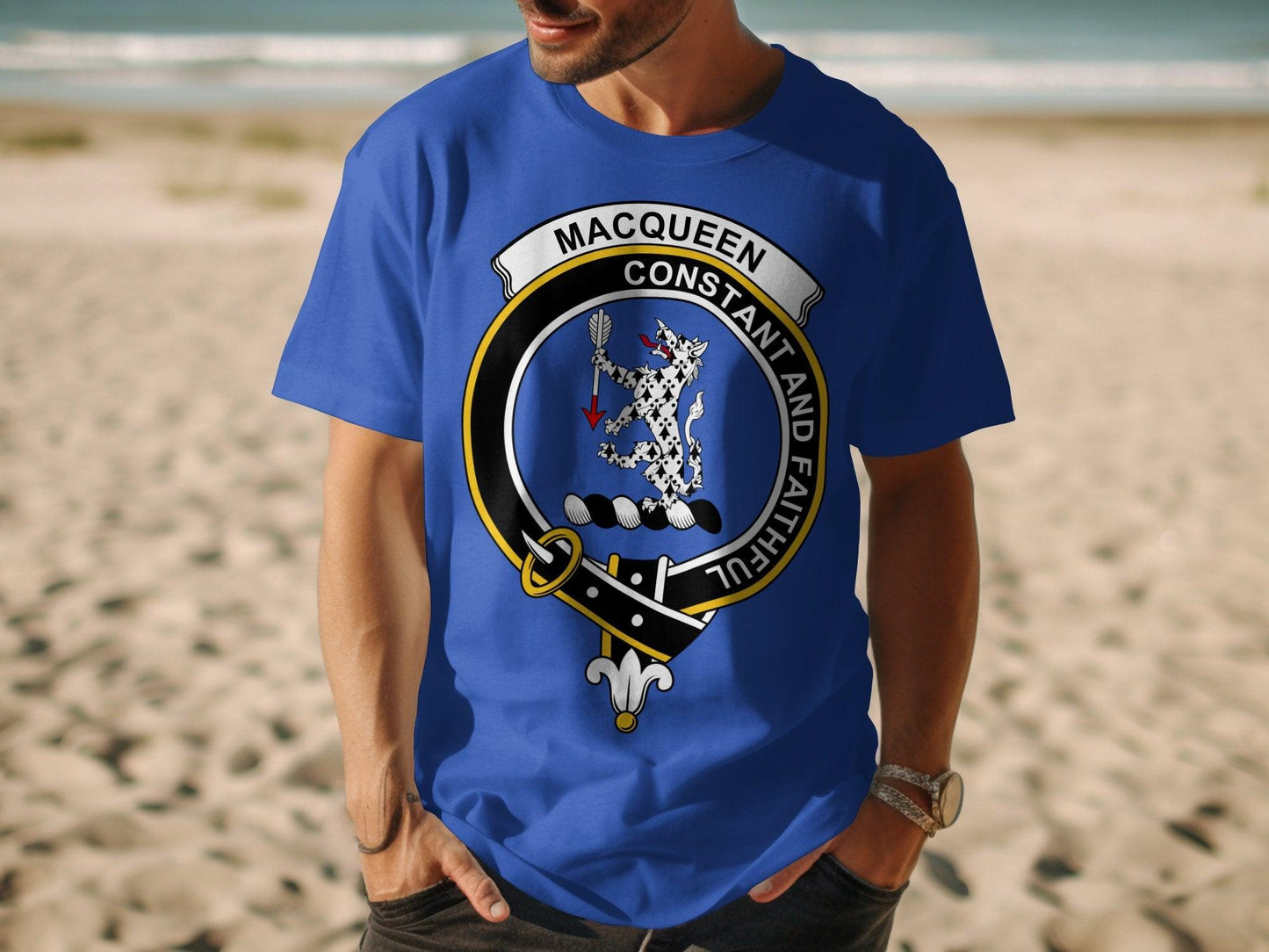 Authentic Scottish Clan MacQueen Crest Emblem T-Shirt - Living Stone Gifts