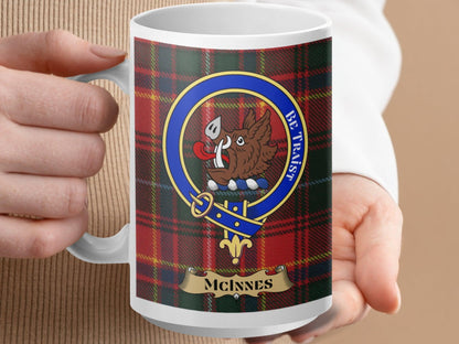McInnes Clan Crest Scottish Tartan Plaid Design Mug - Living Stone Gifts