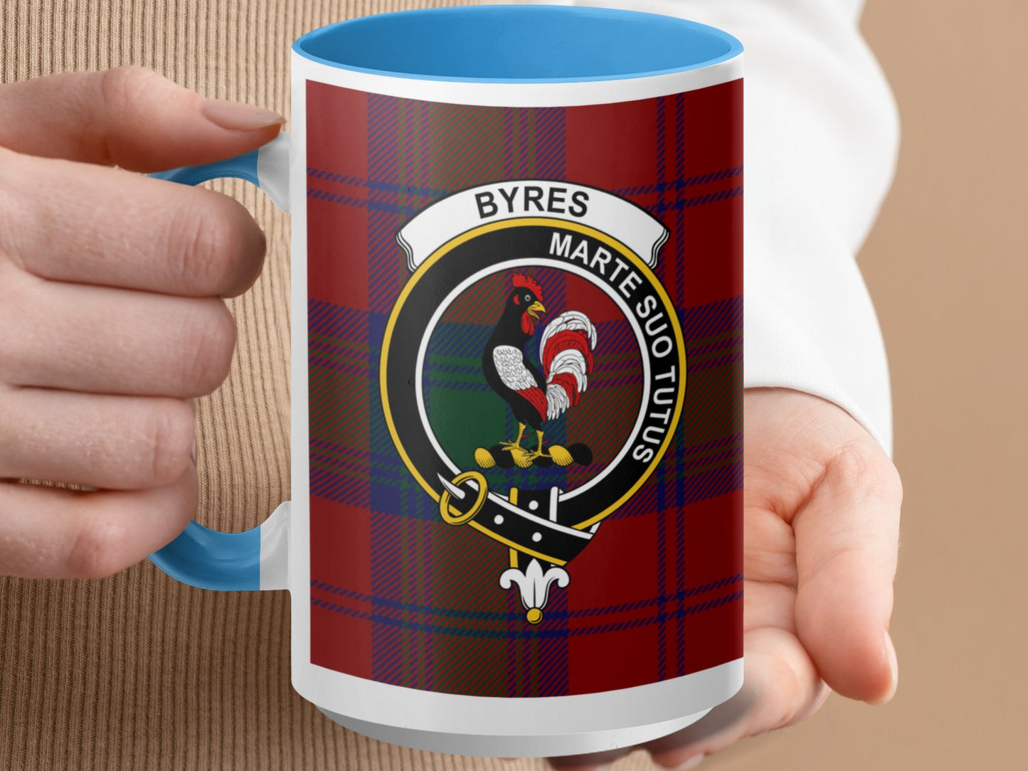 Bold Scottish Tartan Design With Rooster Crest Mug - Living Stone Gifts