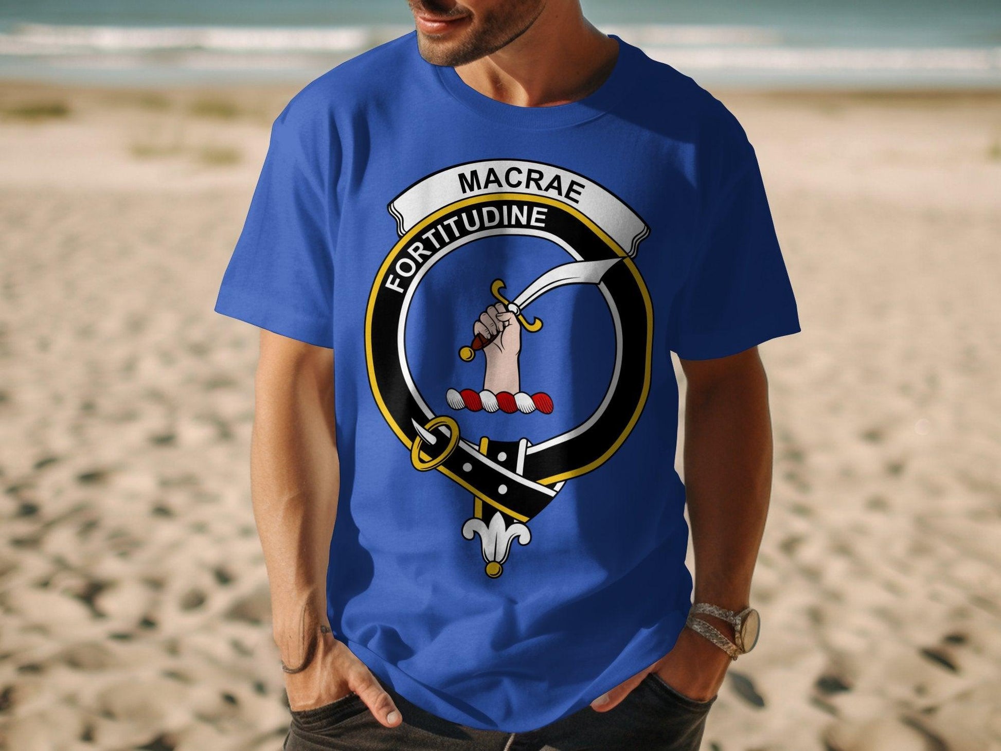 Clan MacRae Crest Fortitudine Highland Games T-Shirt - Living Stone Gifts