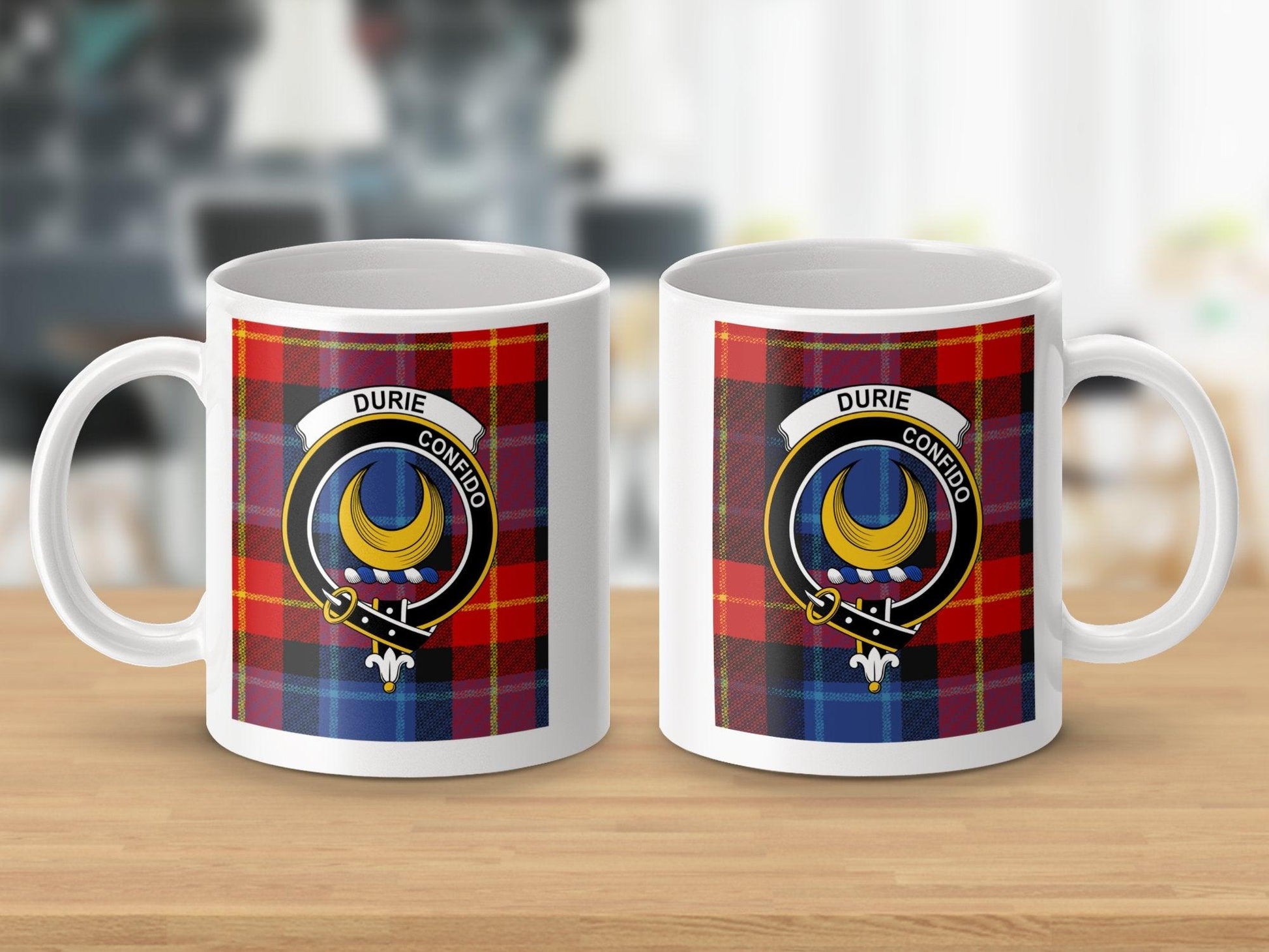 Durie Clan Crest and Tartan Plaid Mug for All Occasions - Living Stone Gifts