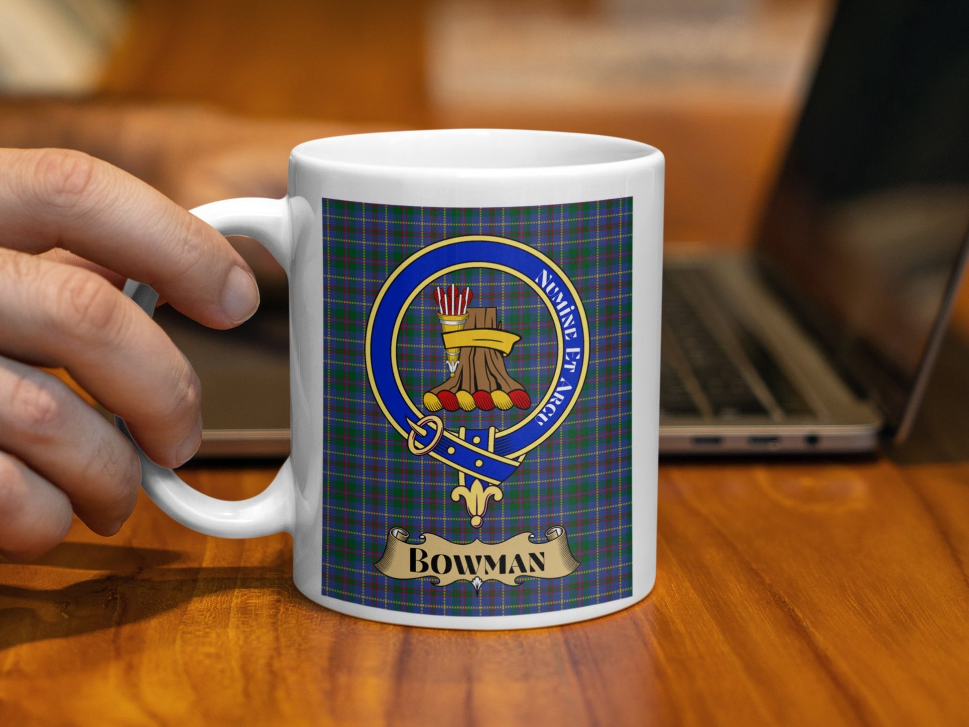 Scottish Clan Bowman Coat of Arms Plaid Pattern Mug - Living Stone Gifts