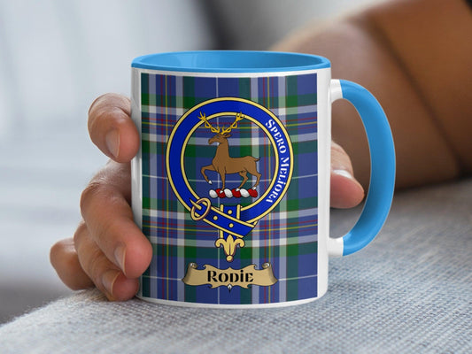 Clan Rodie Crest Tartan Mug with Scottish Design - Living Stone Gifts