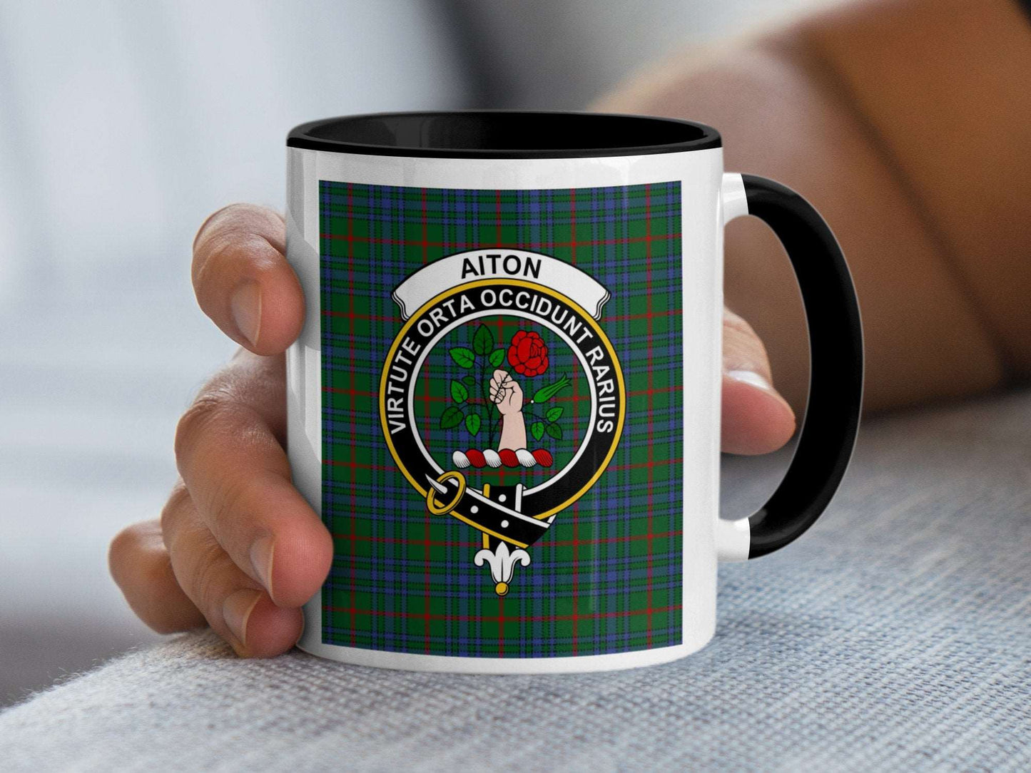 Aiton Clan Crest Tartan Design Mug - Living Stone Gifts