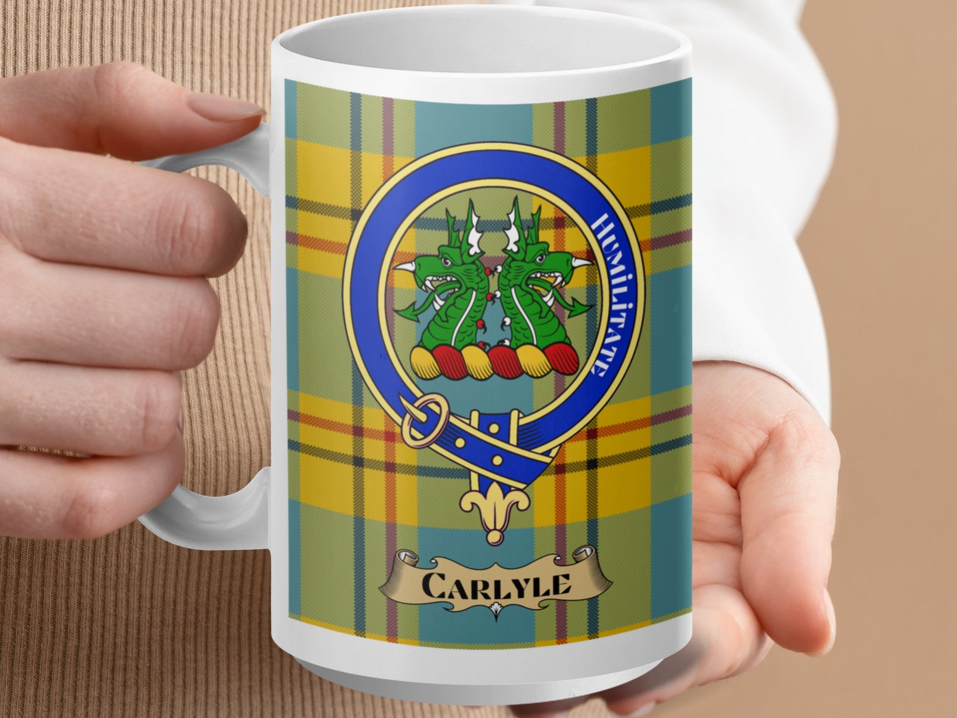 Clan Carlyle Scottish Tartan Crest Mug - Living Stone Gifts