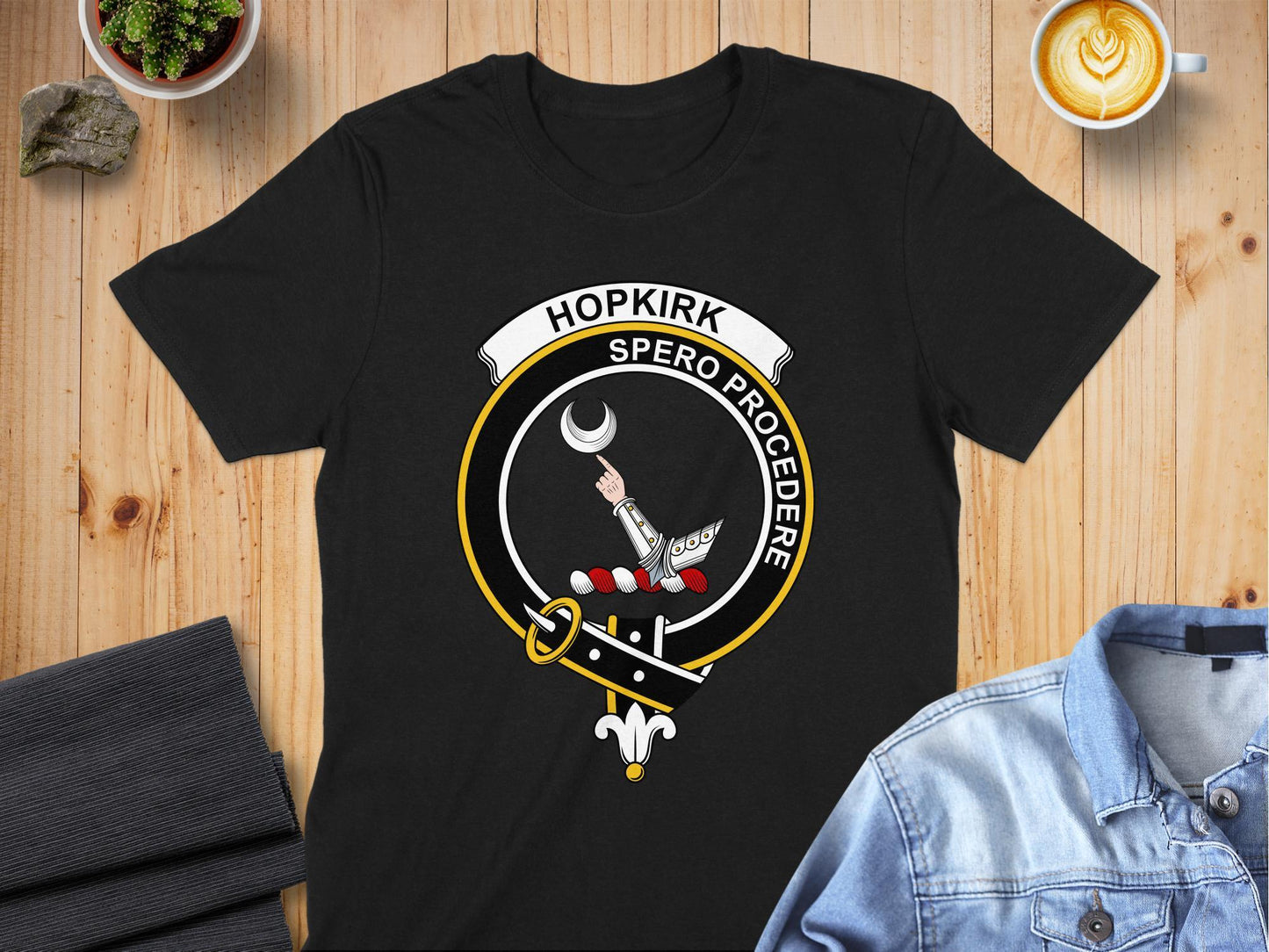 Scottish Clan Crest Hopkirk Highland Games Emblem T-Shirt - Living Stone Gifts