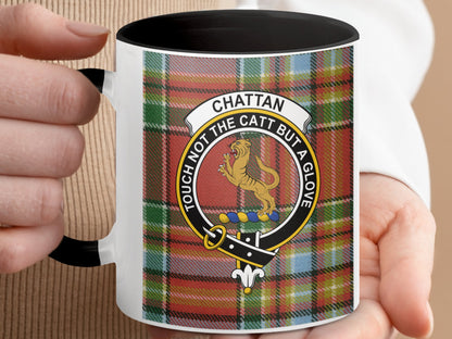 Clan Chatten Scottish Tartan Crest Coffee Mug - Living Stone Gifts