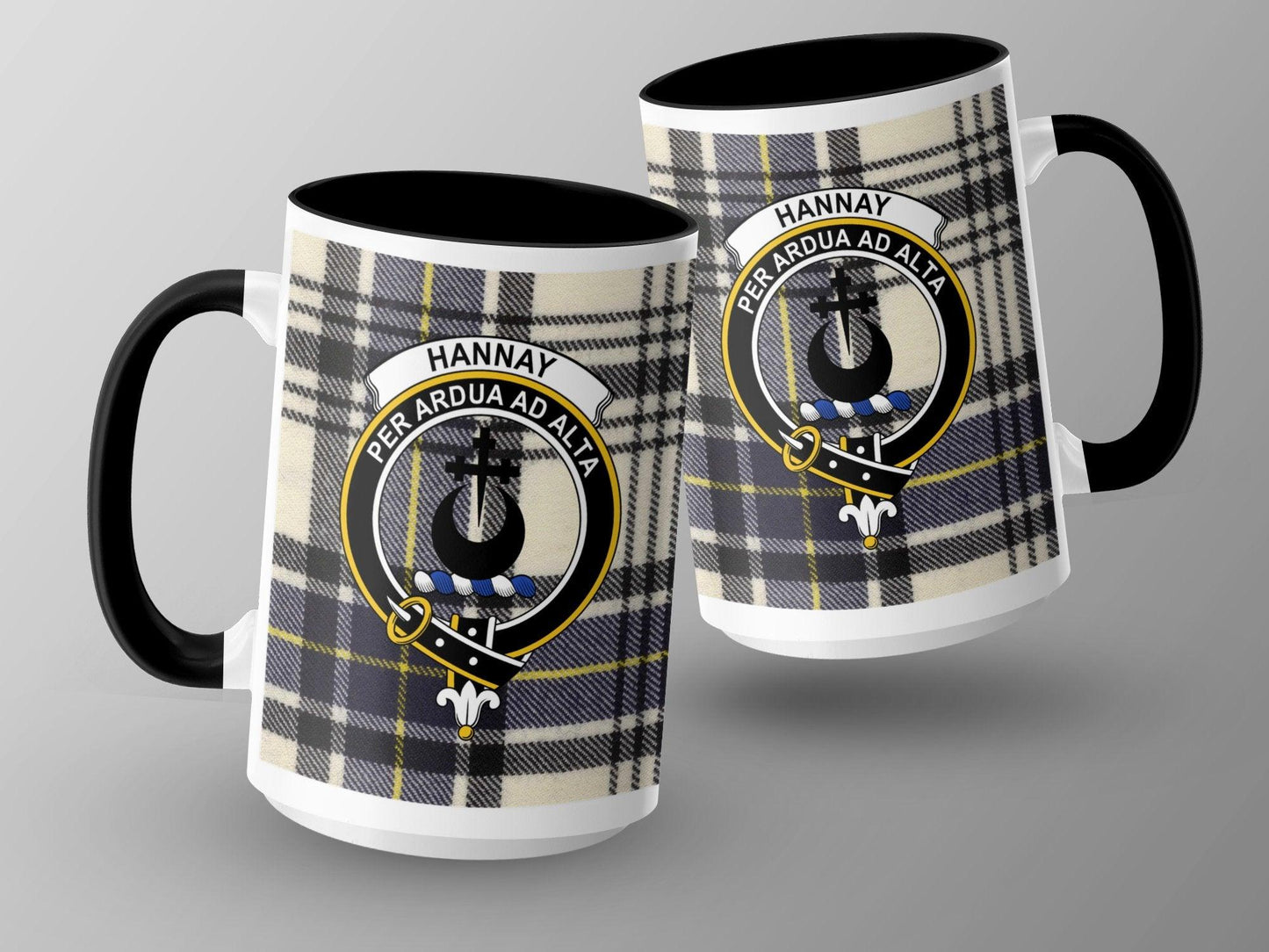 Traditional Hannay Clan Crest Tartan Plaid Coffee Mug - Living Stone Gifts