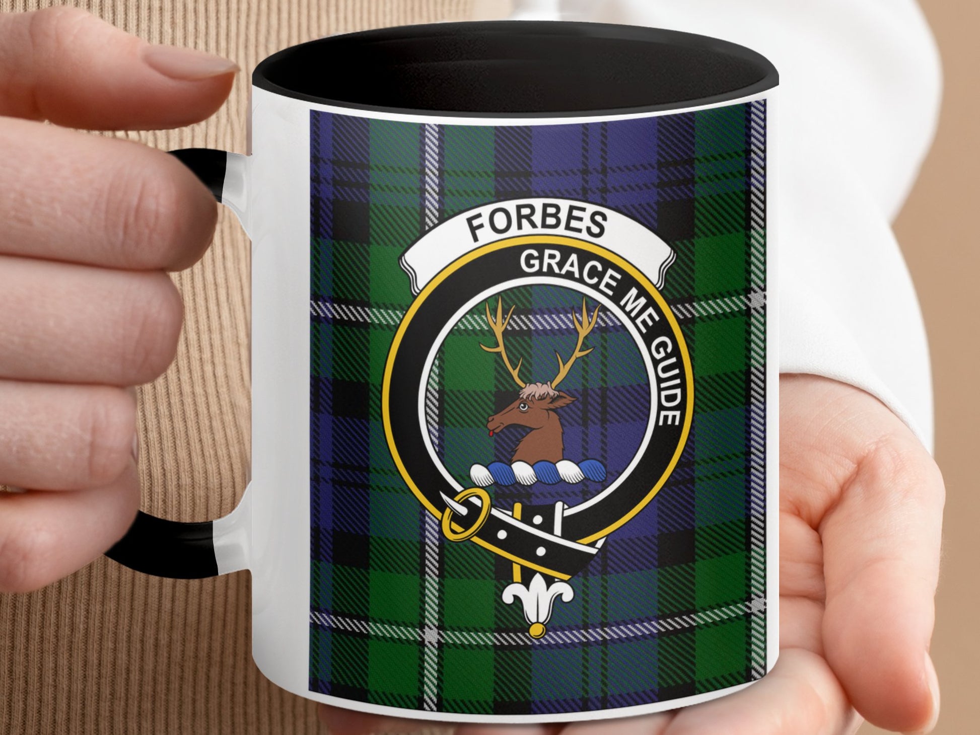 Clan Forbes Scottish Tartan Crest Mug - Living Stone Gifts