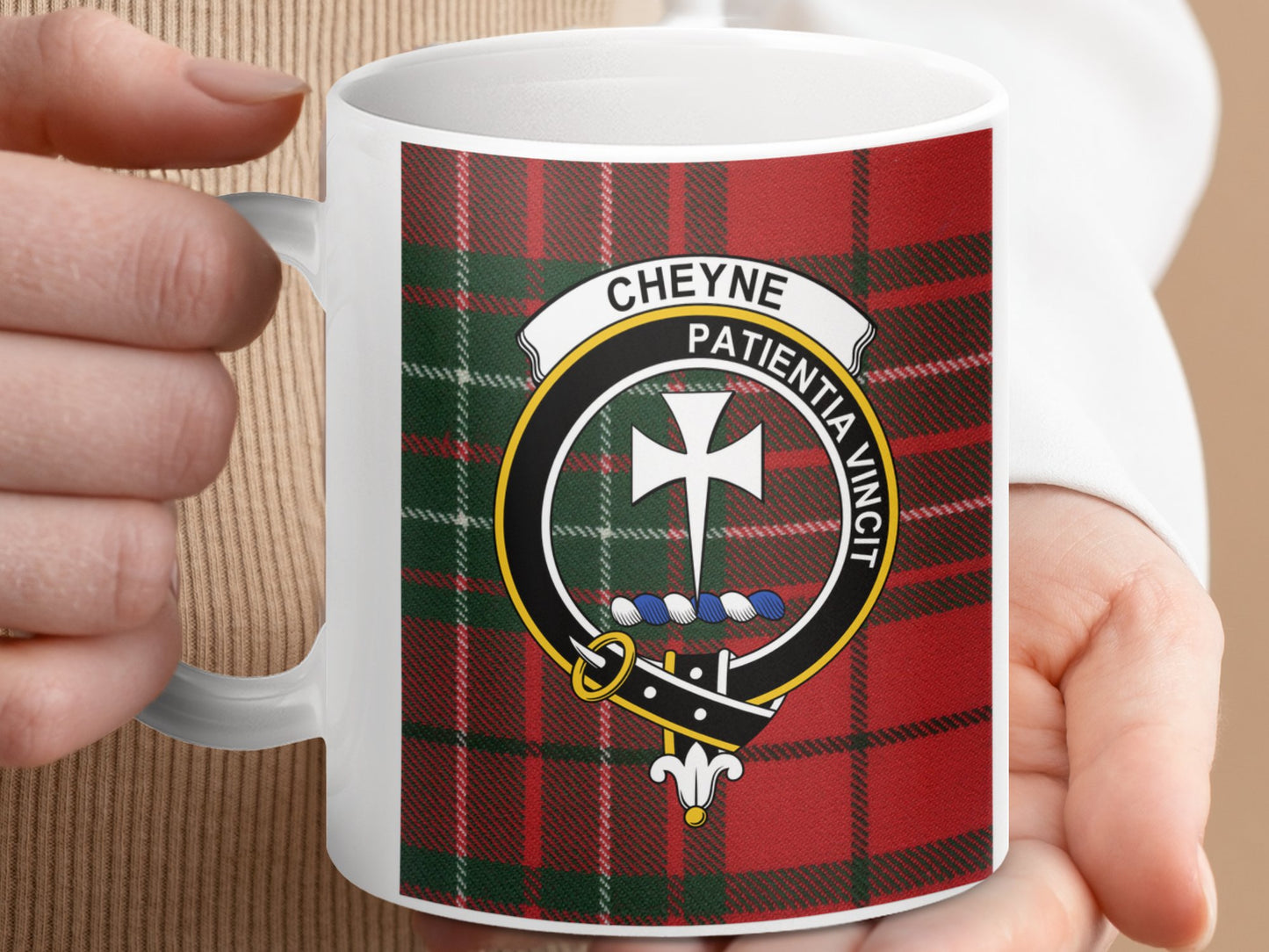 Clan Cheyne Scottish Tartan Crest Mug - Living Stone Gifts