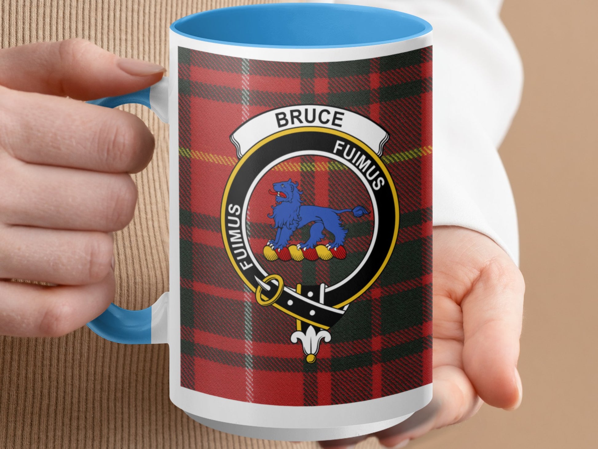 Scottish Red Plaid Bruce Clan Fumos Family Crest Mug - Living Stone Gifts