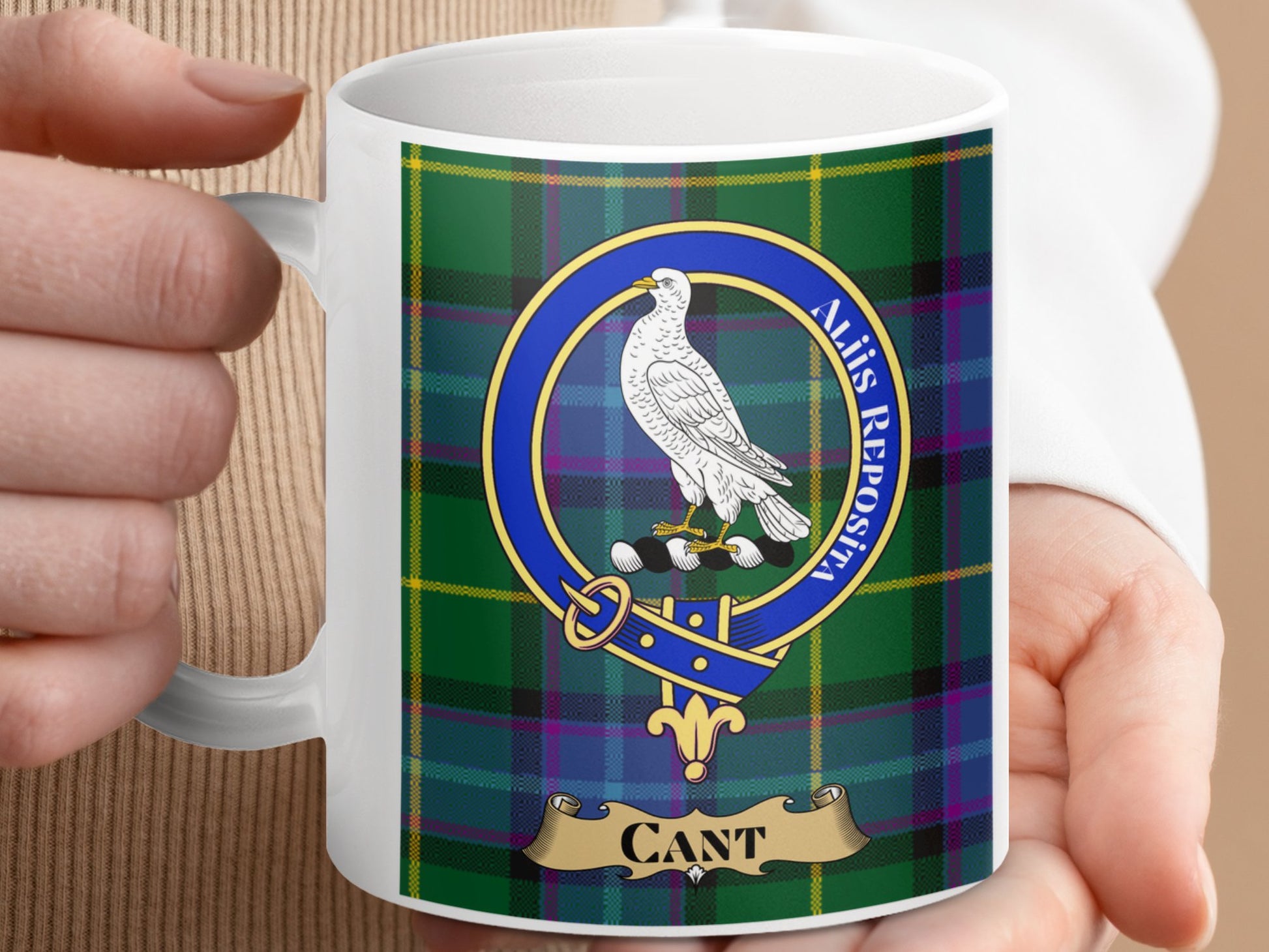 Clan Cant Scottish Tartan Crest Emblem Accent Mug - Living Stone Gifts