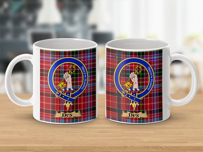 Clan Fergusson Scottish Tartan Crest Dun Mug - Living Stone Gifts