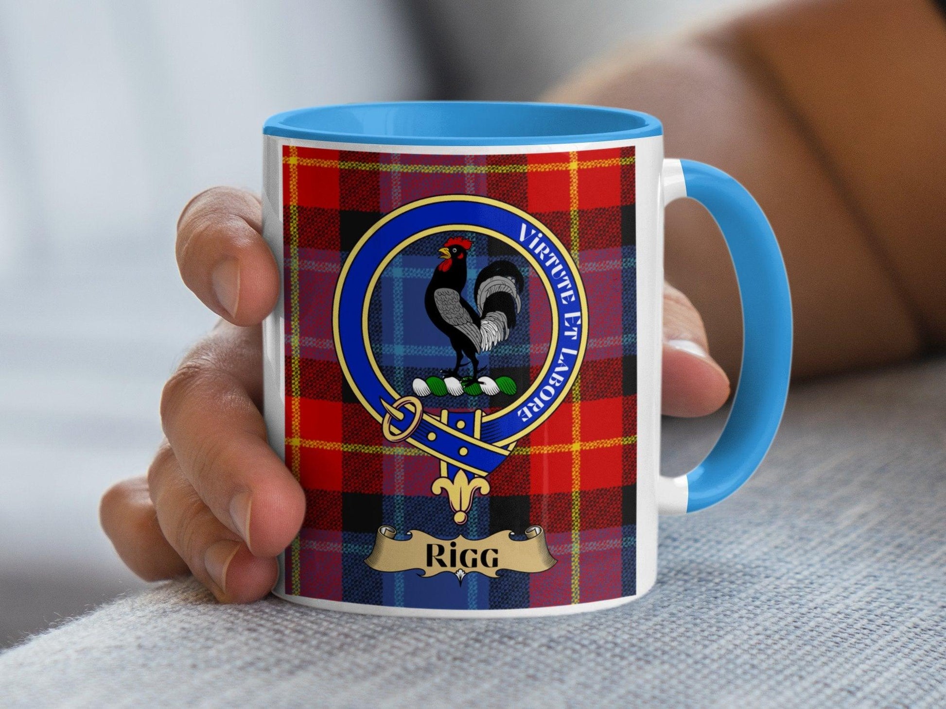Rigg Scottish Clan Crest Tartan Pattern Mug - Living Stone Gifts