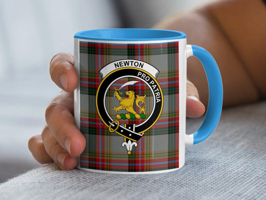 Newton Clan Crest Scottish Tartan Design Mug - Living Stone Gifts