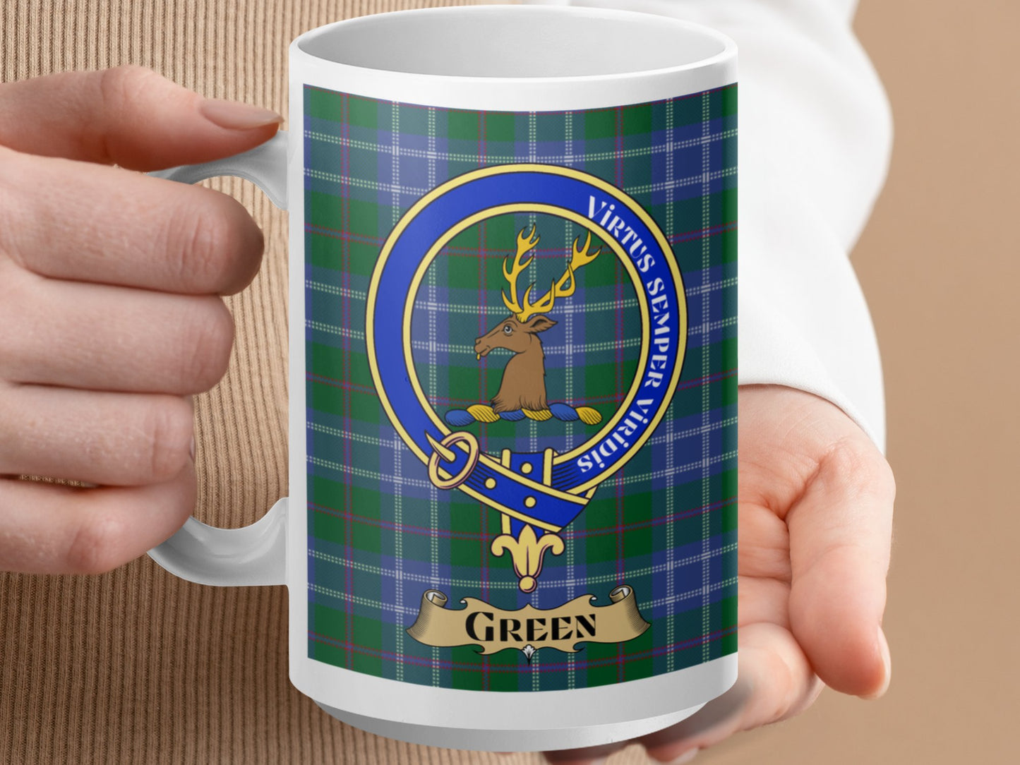 Clan Strachan Scottish Tartan Crest Coffee Mug - Living Stone Gifts