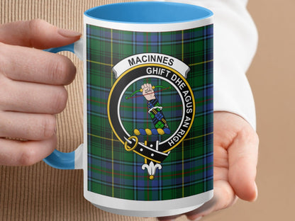 MacInnes Scottish Clan Tartan Plaid Badge Logo Mug - Living Stone Gifts
