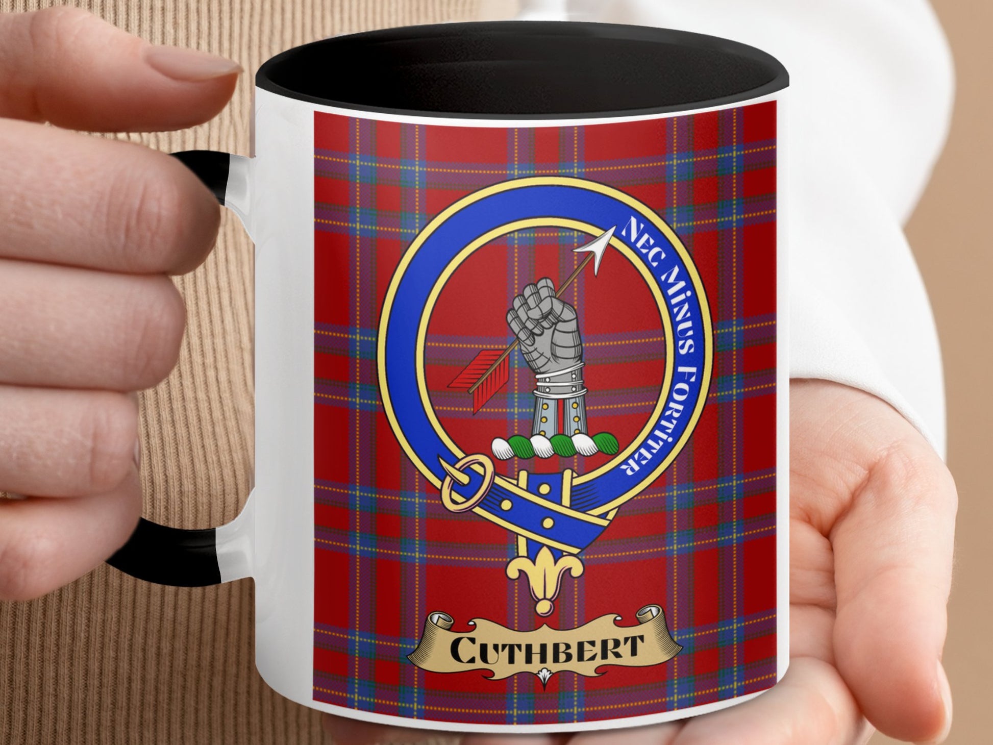 Clan Cuthbert Scottish Tartan Crest Badge Mug - Living Stone Gifts