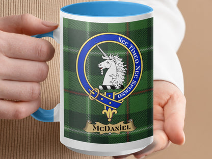 McDaniel Clan Scottish Tartan Crest Mug - Living Stone Gifts