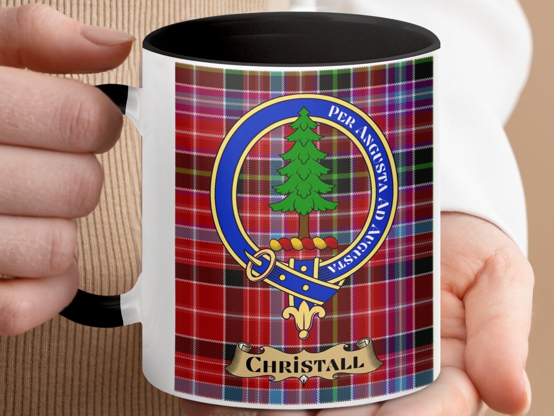 Clan Chrystall Scottish Tartan Crest Mug - Living Stone Gifts