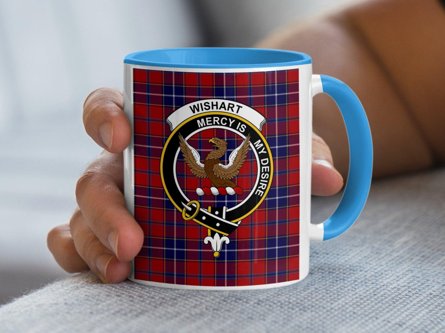 Wishart Clan Crest Tartan Scottish Heritage Mug - Living Stone Gifts