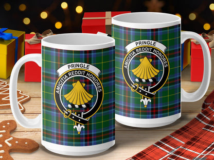 Pringle Scottish Clan Crest Tartan Design Mug - Living Stone Gifts