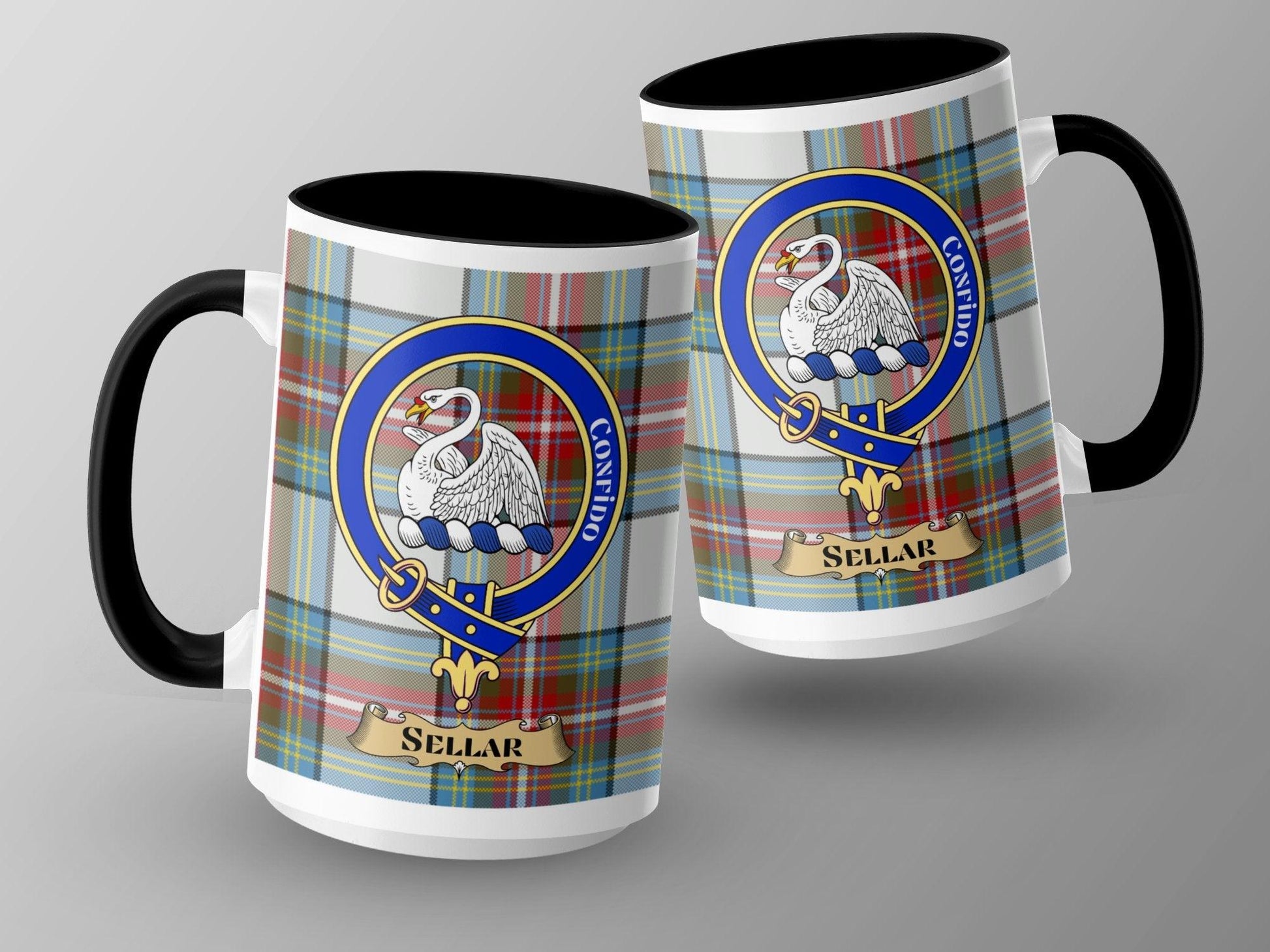 Sellar Clan Crest Scottish Tartan Design Coffee Mug - Living Stone Gifts