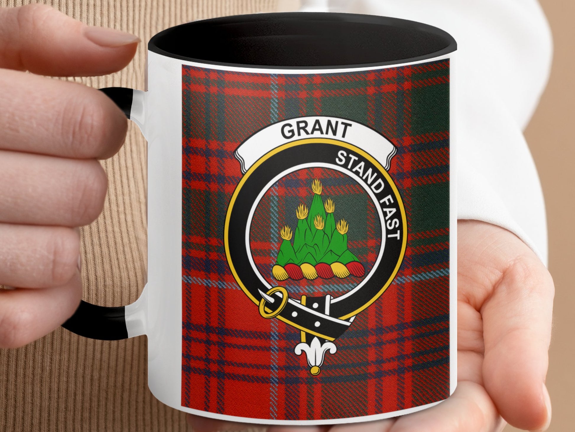 Clan Grant Scottish Tartan Stand Fast Crest Mug - Living Stone Gifts