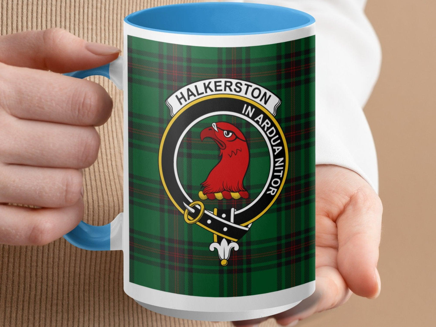 Halkerston In Ardua Nitor Scottish Clan Plaid Crest Mug - Living Stone Gifts