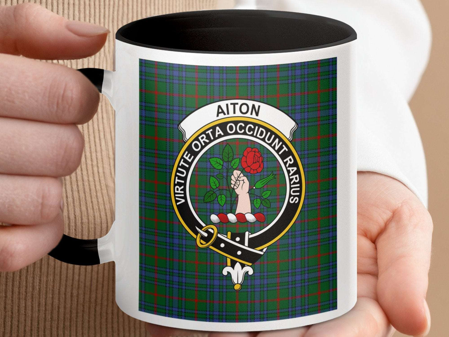 Aiton Clan Crest Tartan Design Mug - Living Stone Gifts