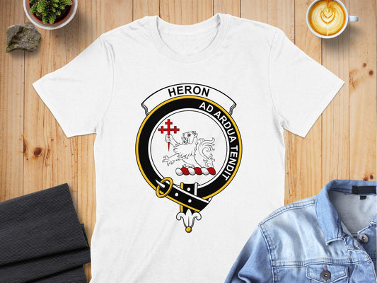 Scottish Clan Heron Crest Ad Ardua Tendit T-Shirt - Living Stone Gifts