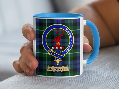 McConnell Scottish Clan Crest and Tartan Design Mug - Living Stone Gifts