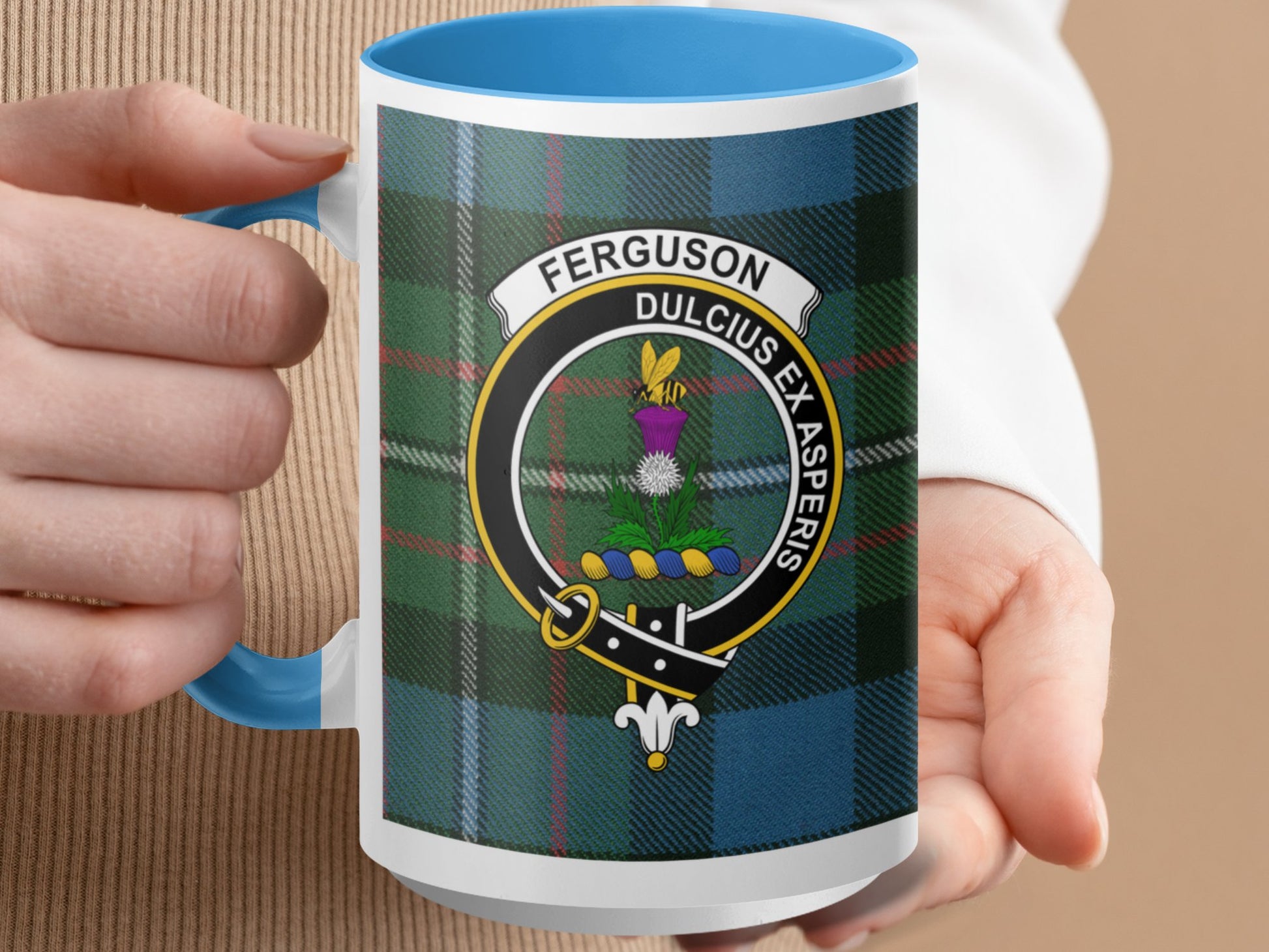 Clan Fergusson Scottish Tartan Crest Emblem Mug - Living Stone Gifts