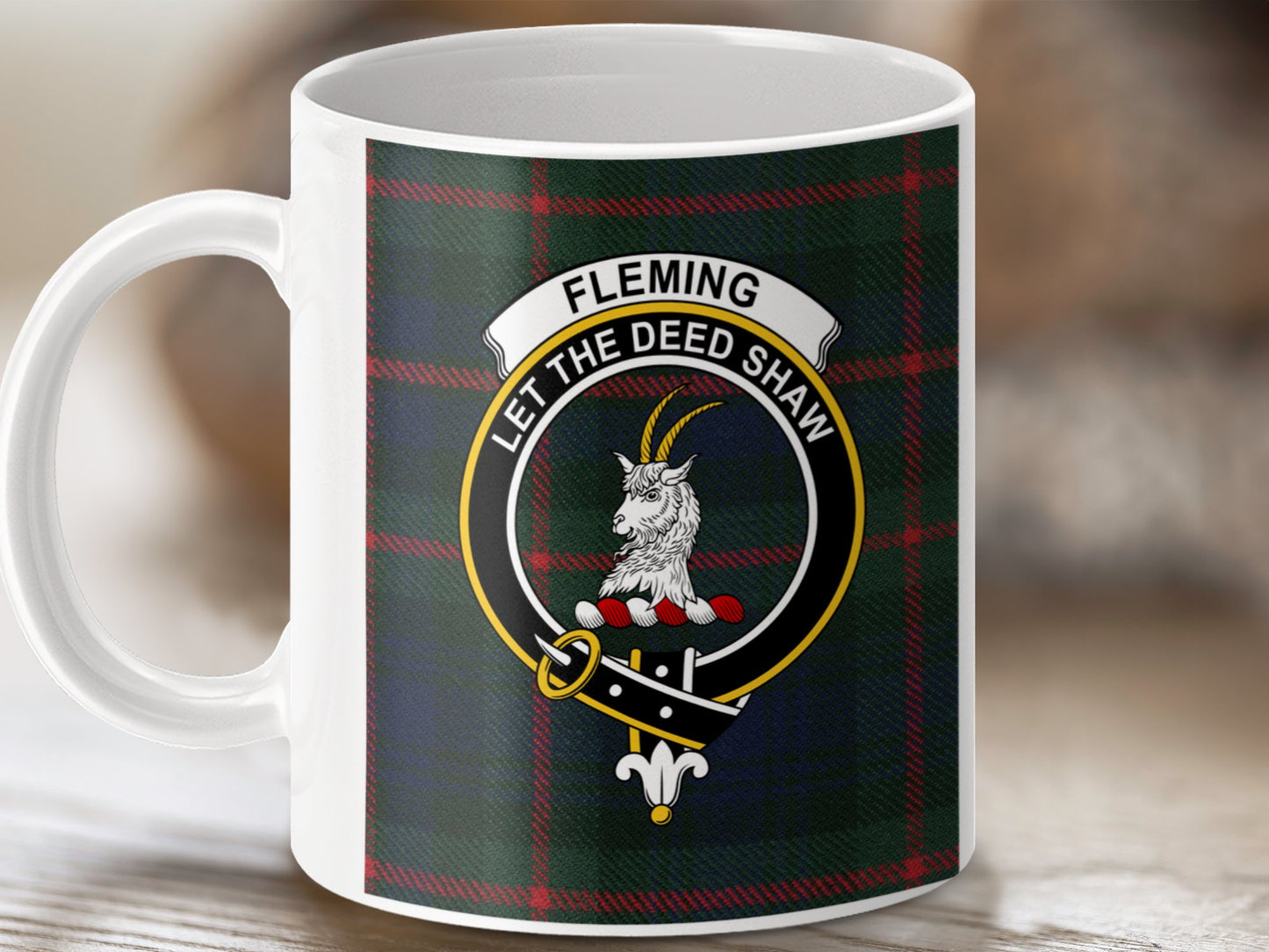 Clan Fleming Scottish Tartan Crest Mug - Living Stone Gifts