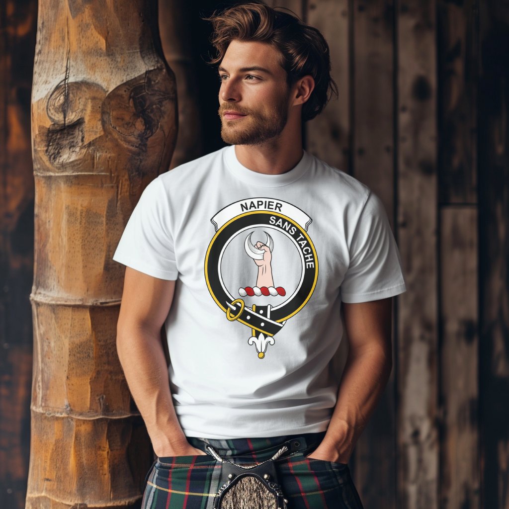 Napier Clan Scottish Sans Tache Crest T-Shirt - Living Stone Gifts
