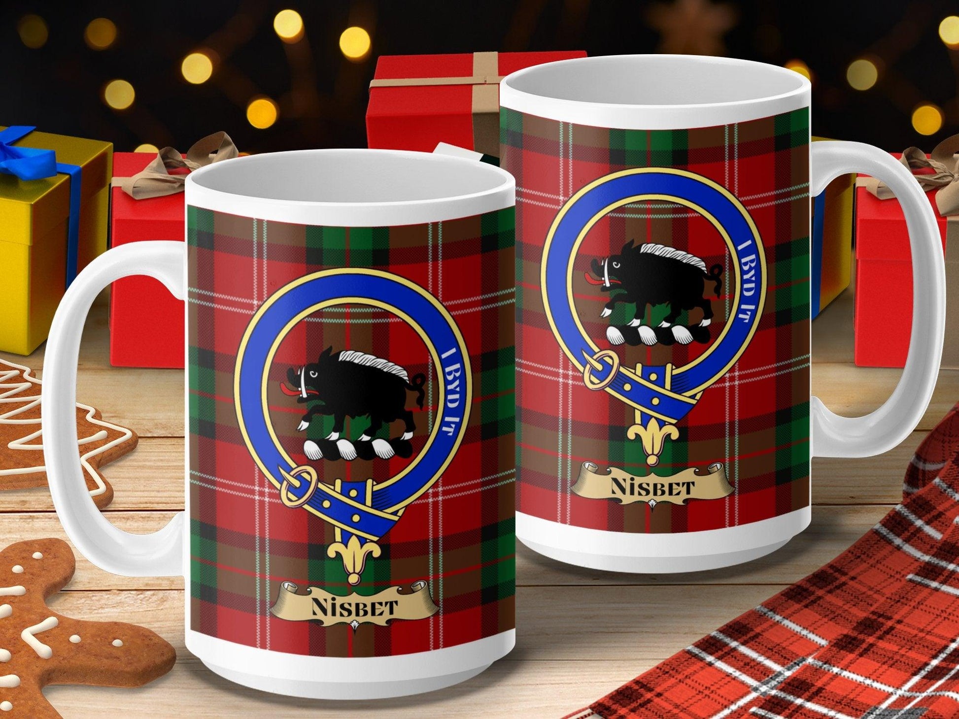 Nisbet Clan Crest Tartan Mug for Scottish Heritage Lovers - Living Stone Gifts