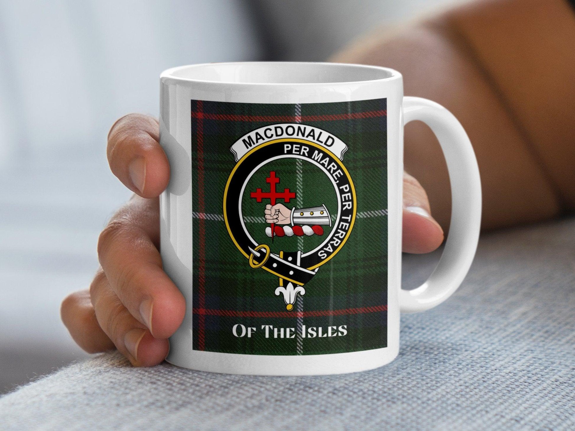 MacDonald Of The Isles Clan Tartan Crest Mug - Living Stone Gifts