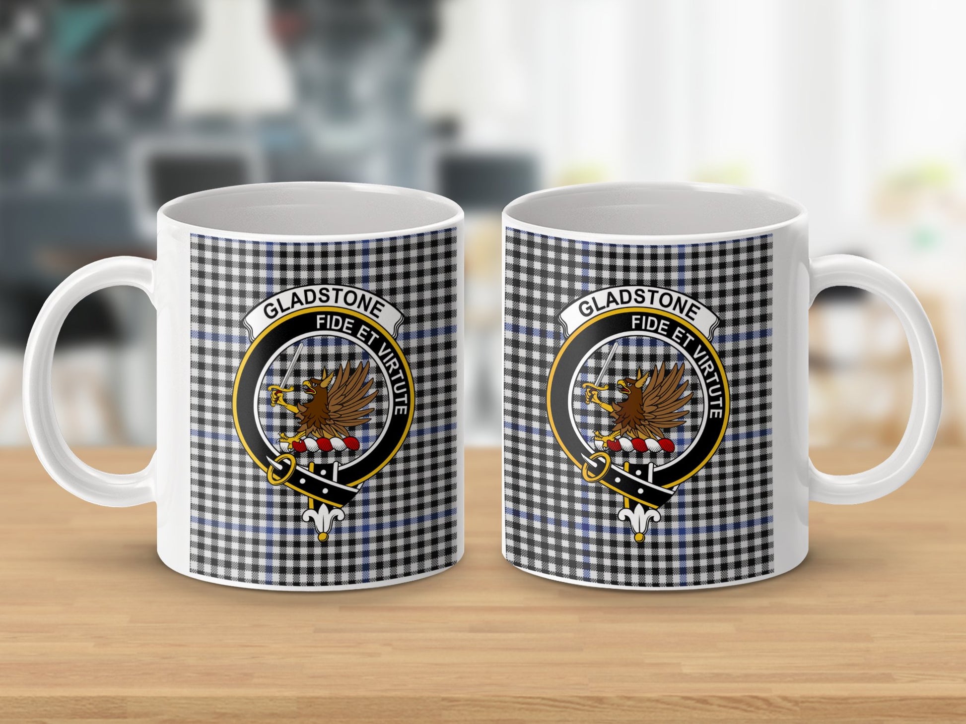 Clan Gladstone Scottish Tartan Crest Design Mug - Living Stone Gifts