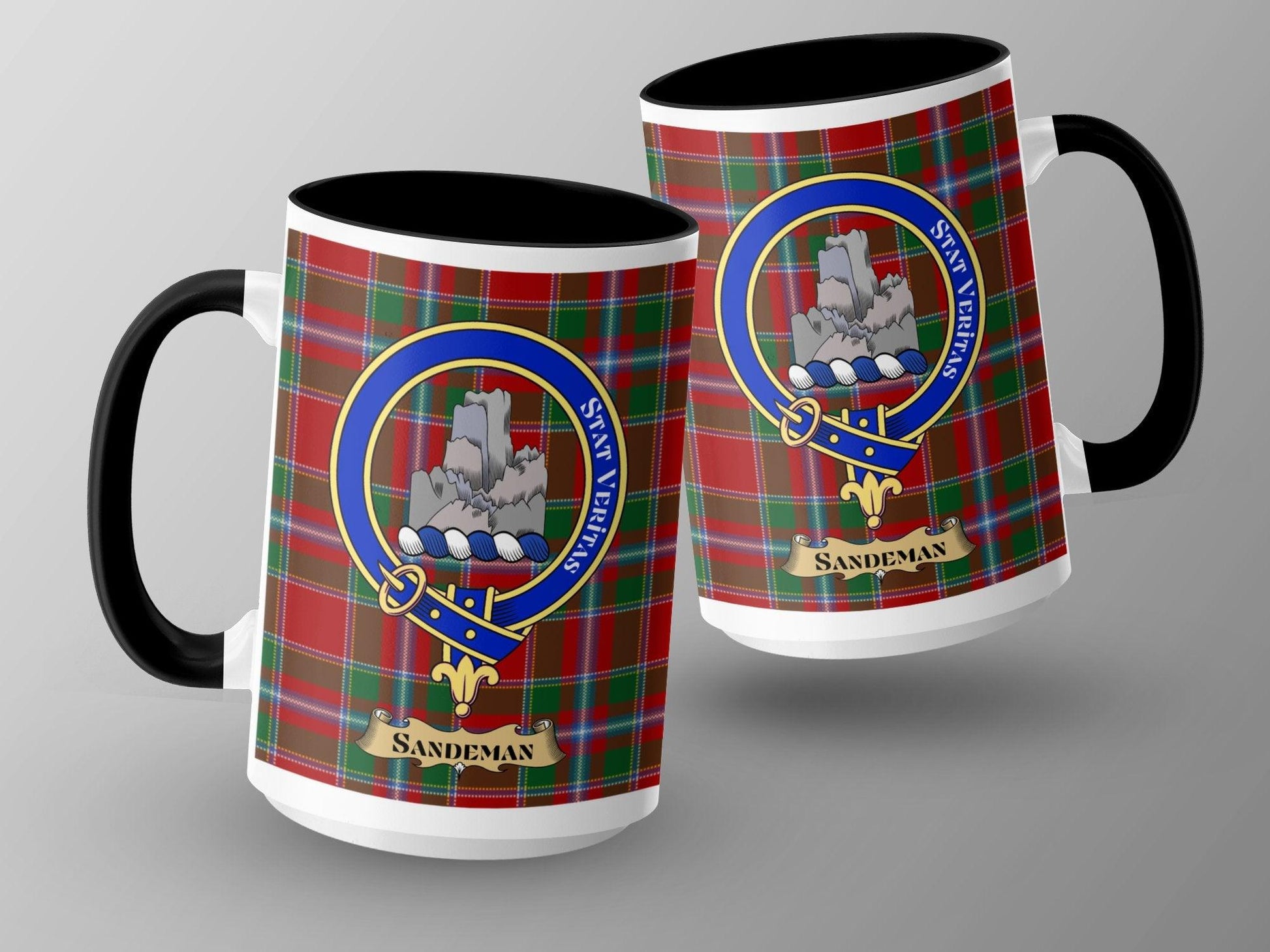 Sandeman Clan Scottish Tartan Crest Design Mug - Living Stone Gifts