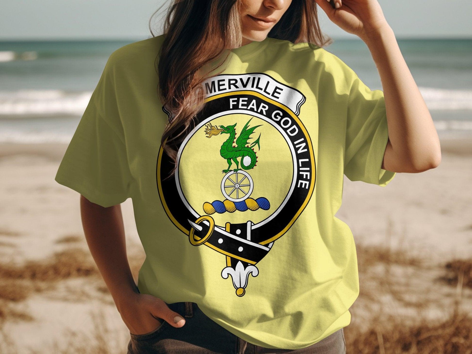 Somerville Crest Fear God in Life Clan Crest T-Shirt - Living Stone Gifts