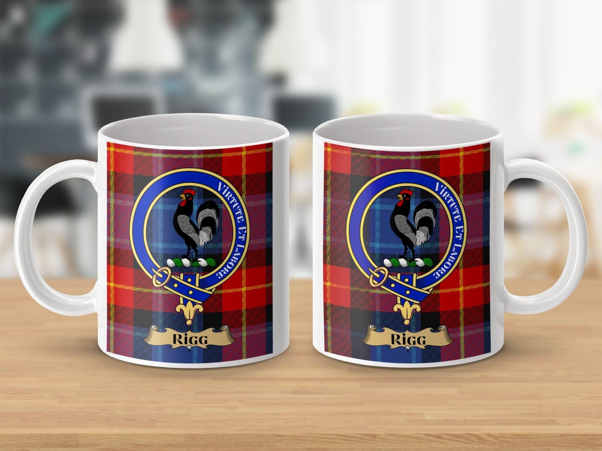 Rigg Scottish Clan Crest Tartan Pattern Mug - Living Stone Gifts
