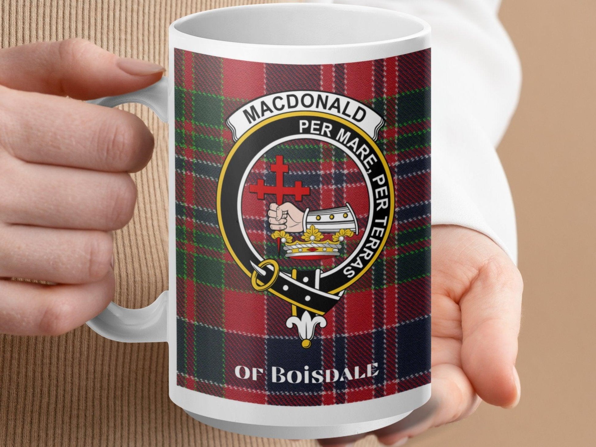 MacDonald Of Boisdale Clan Crest Tartan Plaid Mug - Living Stone Gifts