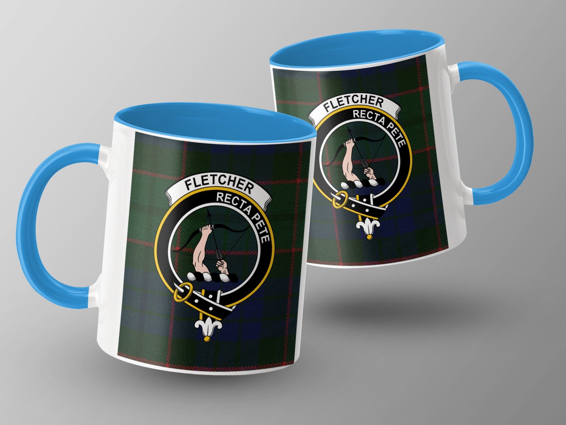 Clan Fletcher Scottish Tartan Crest Coffee Mug - Living Stone Gifts