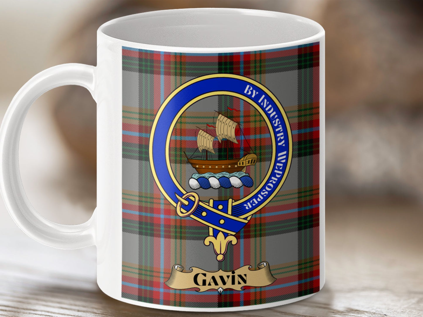 Clan MacGillivray Tartan Crest Personalized Gavin Mug - Living Stone Gifts