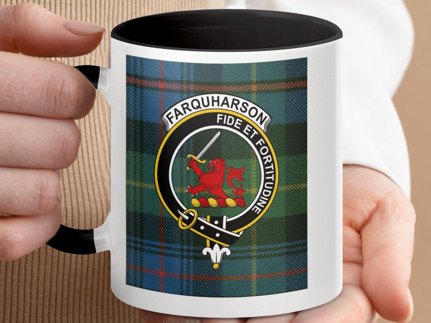 Farquharson Clan Tartan Crest Mug with Scottish Heritage - Living Stone Gifts
