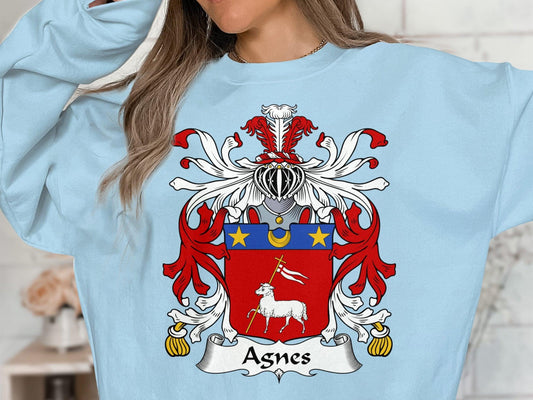Agnes Italian Surname Crest T-Shirt, Hoodie, Sweatshirt | Unique Heritage Apparel