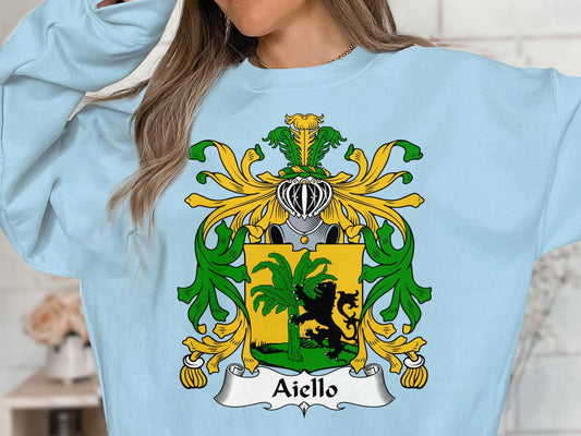 Aiello Family Crest Italian Heritage Casual Wear T-Shirt, Hoodie, Sweatshirt