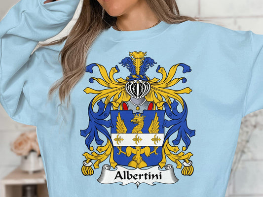 Albertini Family Crest Italian Surname Graphic T-Shirt, Heraldic Design Hoodie