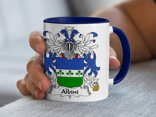 Albini Family Crest Italian Heritage Custom Ceramic Mug, Coat of Arms