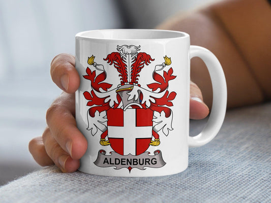Aldenburg Family Crest Mug, Heraldic Coat of Arms Coffee Cup
